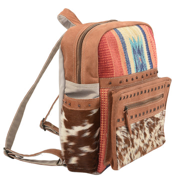 KB104 - KB104-BACKPACK Real Cowhide Leather and Upcycled Canvas Ladies Bag 15 x 12 - KB104