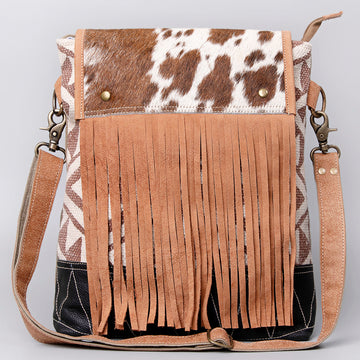 KB495 - KB495 -CROSS BODY Real Cowhide Leather and Upcycled Canvas Ladies Bag 14 x 16 KB495 - KB495