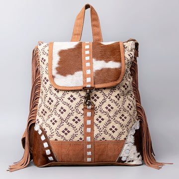 KB496 - KB496 -BACKPACK Real Cowhide Leather and Upcycled Canvas Ladies Bag 16 x 16 KB496 - KB496