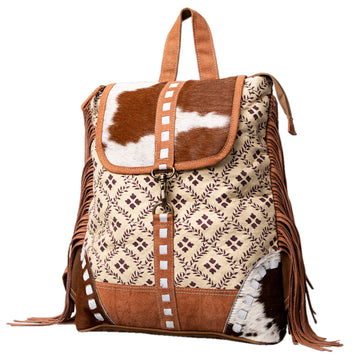 KB496 - KB496 -BACKPACK Real Cowhide Leather and Upcycled Canvas Ladies Bag 16 x 16 KB496 - KB496