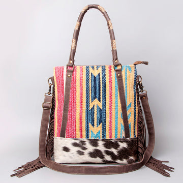 KB499 - KB499 -TOTE Real Cowhide Leather and Upcycled Canvas Ladies Bag 16 x 16 KB499 - KB499